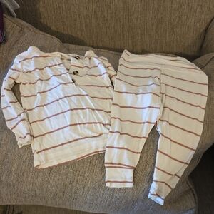 Lou Lou & Company Kids Pajama Set - Cream and Brown Stripes